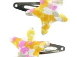 Barrettes clic-clac étoile mimosa jaune rose