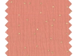 Coupon tissu 50 cm gaze pois or rose blush