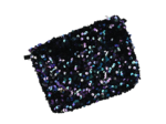 Mini pochette tissu sequins violet noir