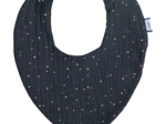 Bavoir bandana gaze pois or marine