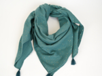 Foulard pompon gaze pois or eucalyptus