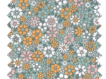 Coupon tissu 1 m  ex2503 fleuri retro lichen