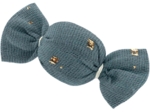 Petite barrette mini bonbon gaze pois or bleu gris