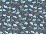 Coupon tissu 50 cm dino bleu ex1063