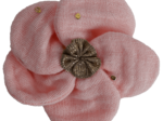 Petite Barrette Pétales de Fleur gaze pois or rose