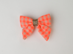 Barrette Mini Noeud Papillon vichy orange fluo