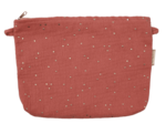 Pochette tissu gaze pois or rose blush