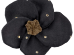 Petite Barrette Pétales de Fleur gaze pois or noir