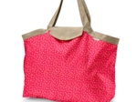 Grand sac cabas en tissu feuillage or rose