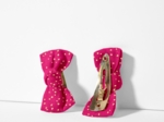 Barrettes clic-clac petits noeuds fuchsia pailleté