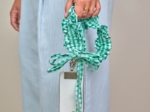 Lanière froufrou téléphone vichy vert menthe