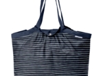 Sac cabas taille moyenne plissé rayé argent marine
