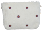 Pochette tissu moumoute ivoire fleurie