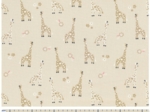 Tissu coton au mètre ex2458 girafe fleurie beige