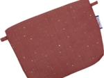 Mini pochette tissu gaze pois or rouille