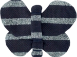 Barrette petit papillon rayé argent marine
