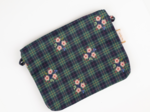 Mini pochette tissu tartan fleuri