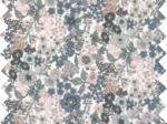Coupon tissu 1 m ex2230 fleuri gris bleu