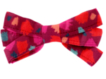 Barrette noeud ruban pompons cerise
