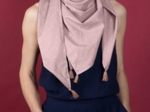 Foulard pompon gaze lurex rose