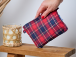 Mini pochette tissu tartan rouge