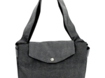 Grand sac cabas en tissu anthracite argent