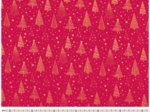 Coupon tissu coton 1.5 m - Ex2347 noël sapins étoiles or rouge