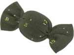Petite barrette mini bonbon gaze pois or kaki