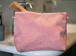 Trousse de toilette velours côtelé rose blush