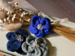 Mini Barrette Pétales de Fleur bleu navy
