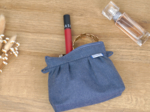 Mini pochette plissée jean enduit intérieur