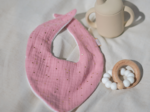Bavoir bandana gaze pois or rose thé