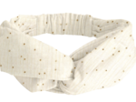 Bandeau croisé gaze pois or écru