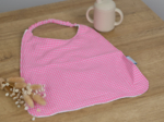 Serviette enfant élastique vichy rose fluo
