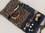 Pochette à bijoux leopard matelassé moka