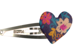 Barrette clic-clac cœur hippie fleurie