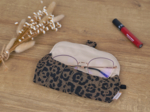 Etui à lunettes leopard matelassé moka