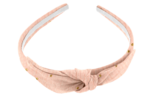 Serre-tête noeud gaze pois or rose
