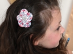 Petite Barrette Pétales de Fleur rose grenadine