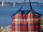 Sac cabas grand tartan lurex rubis