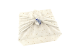 Furoshiki petit 35 x 35 cm gaze pois or écru
