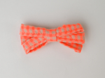 Barrette ruban petit  vichy orange fluo