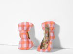 Barrettes clic-clac petits noeuds vichy orange fluo