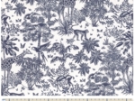 Tissu coton au mètre ex2262 toile de jouy bleue