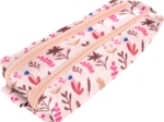 Trousse double compartiment herbier rose