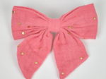 Barrette noeud papillon gaze pois or rose sorbet