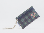 Pochette porte-clés tartan fleuri
