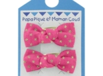 Barrettes clic-clac petits noeuds etoile or fuchsia