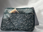 Pochette ordinateur 13 pouces fleuri kaki