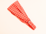Bandeau fichu Enfant vichy rouge corail
